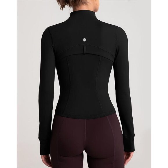 Brand New Women Black Polyamide Zip-Up BBL Fit Workout Running Yoga Jacket - Picture 2 of 6